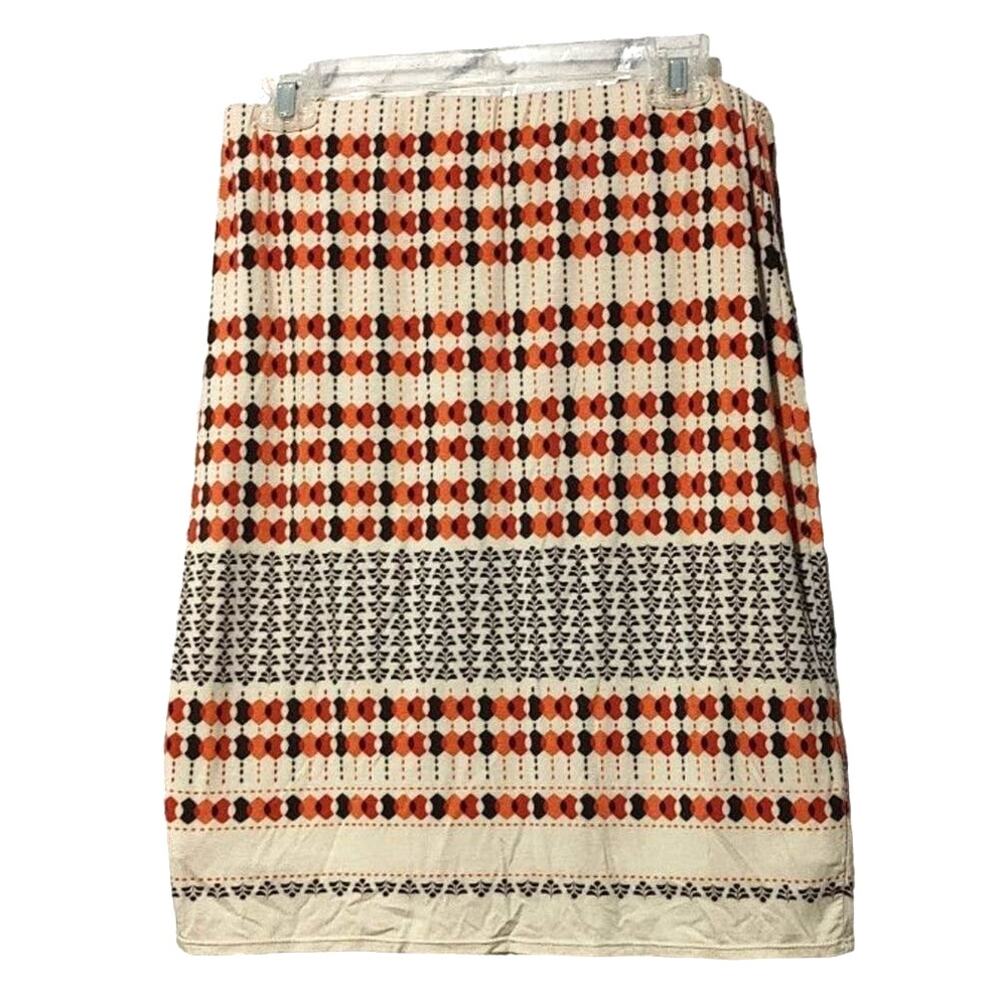Studio M Retro Pencil Skirt Mid Rise Geometric Pattern White Multicolor Womens M - Picture 2 of 8